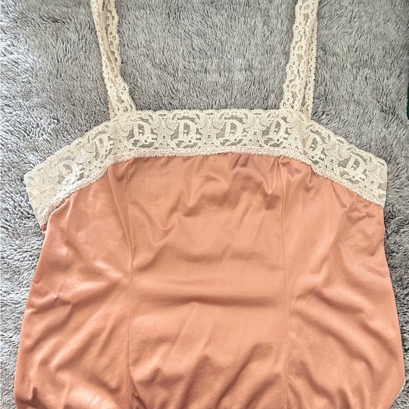 Dior Satin Camisole with Lace Logo Detail